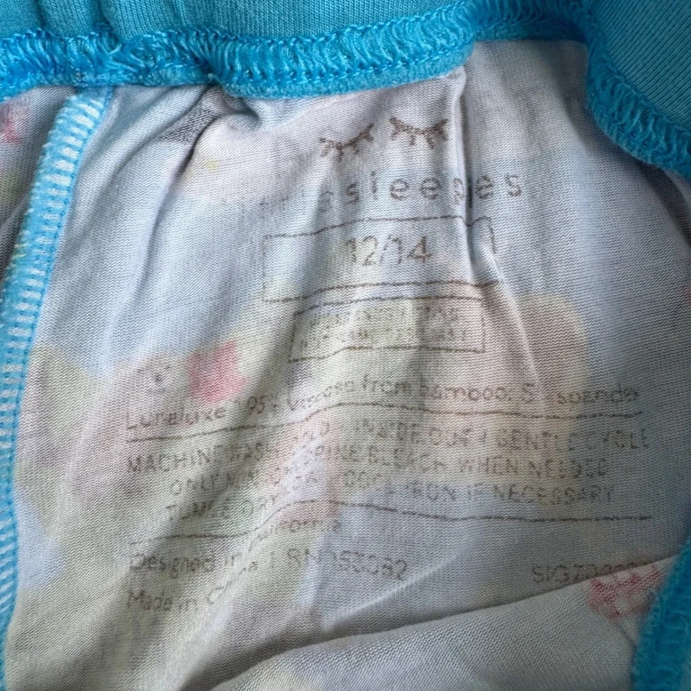 Little Sleepies Around the World Bamboo Pajama Set Blue Kids 12 Lunaluxe map